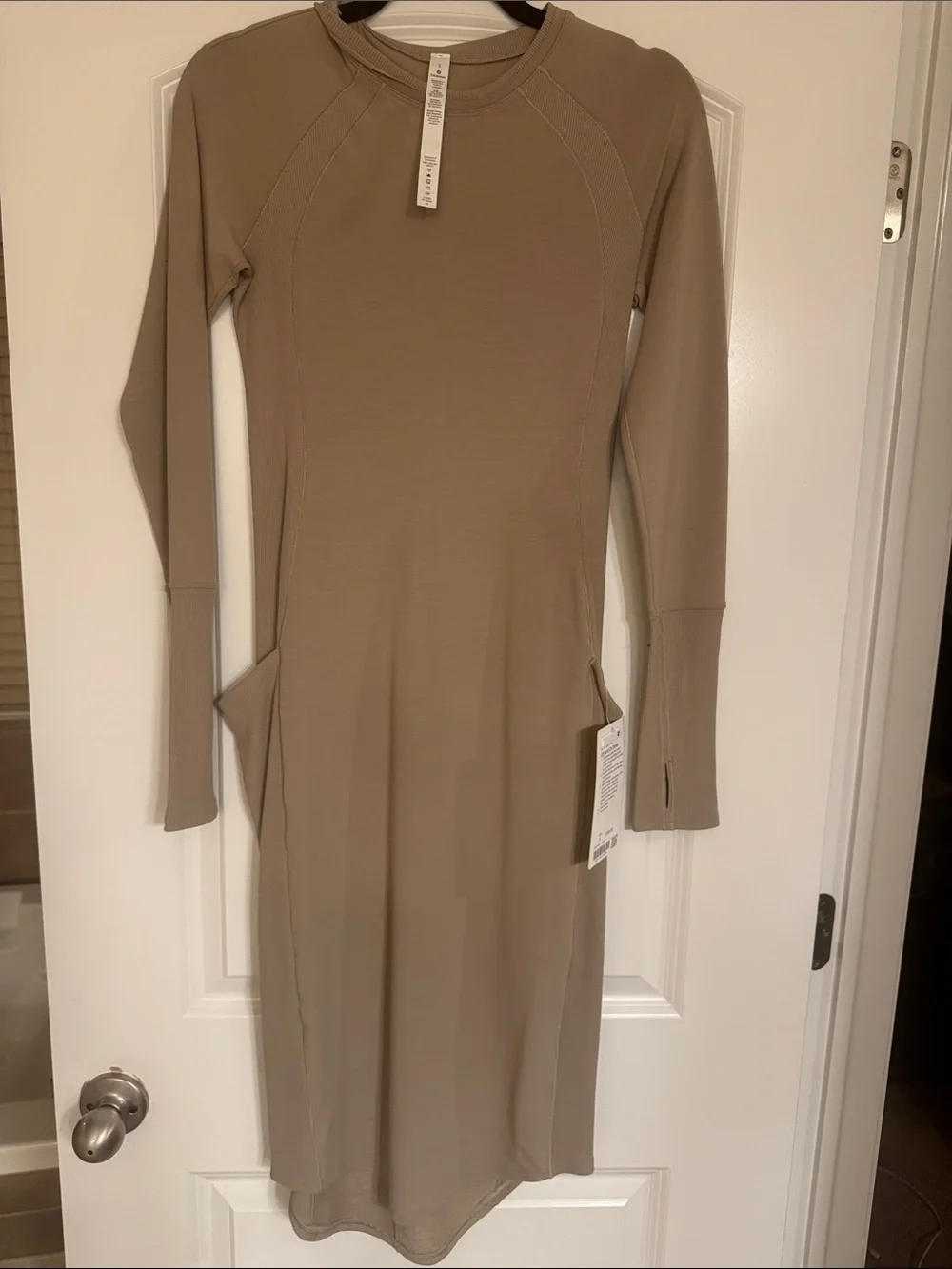 lululemon athletica Long Sleeve Midi Dress in Taupe